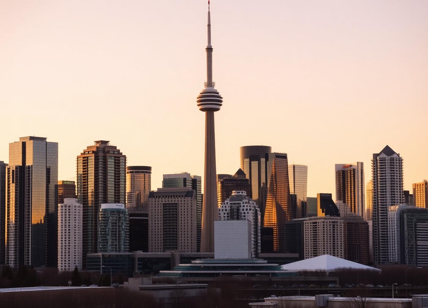 Greater Toronto Area skyline at sunset