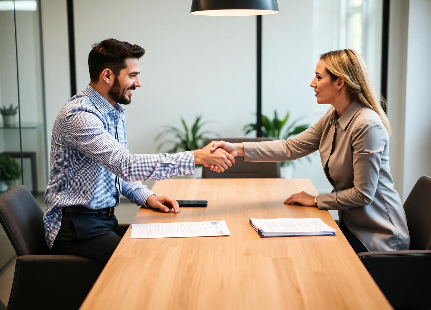Property owner shaking hands with an Aplis manager over a management agreement
