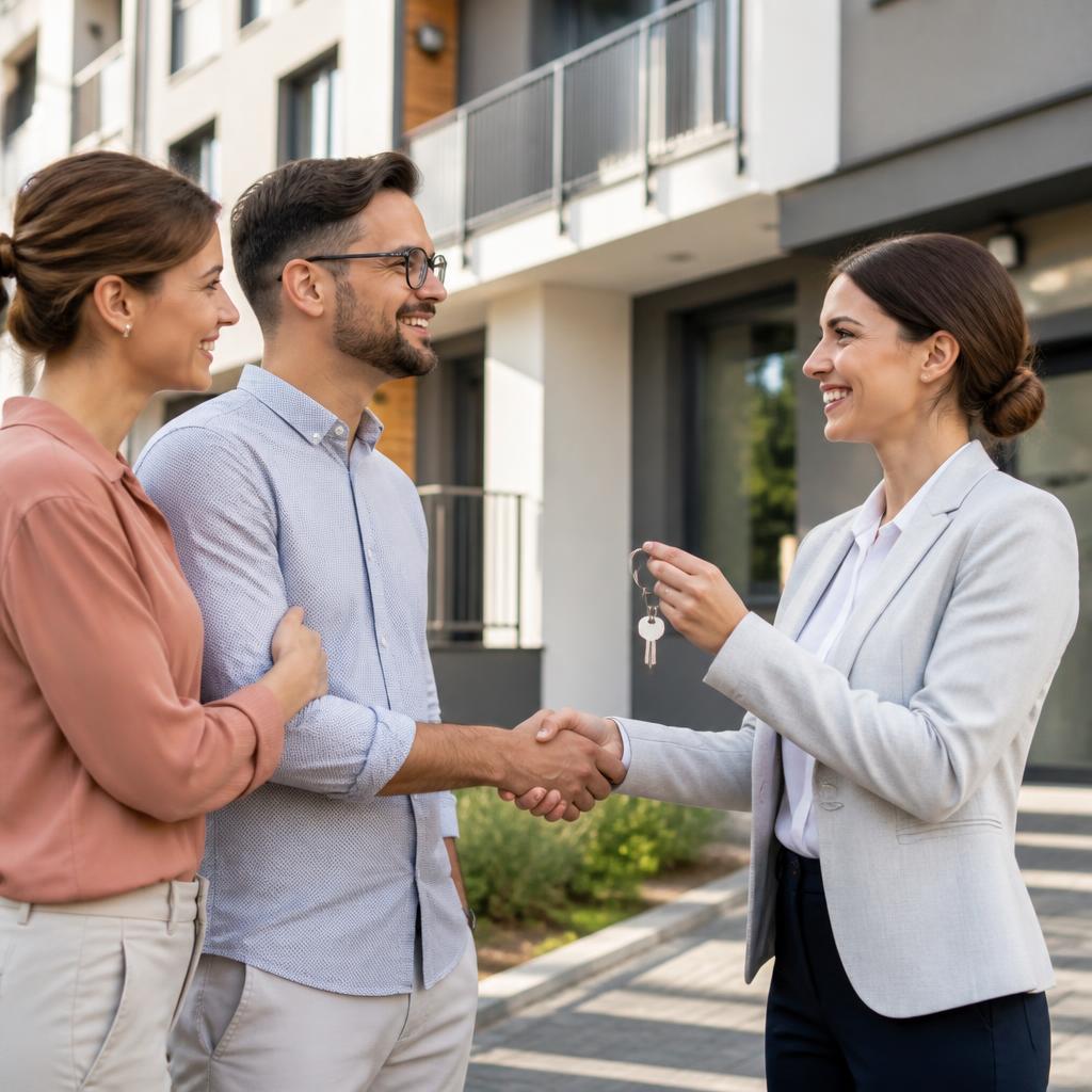 An APLIS property manager handing keys to owners